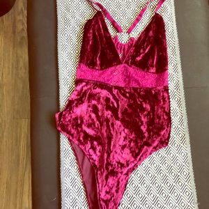 Velvet cranberry bodysuit